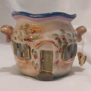 Cottage Fairy Luminary Planter Hand Painted Candle Holder Mini Village House